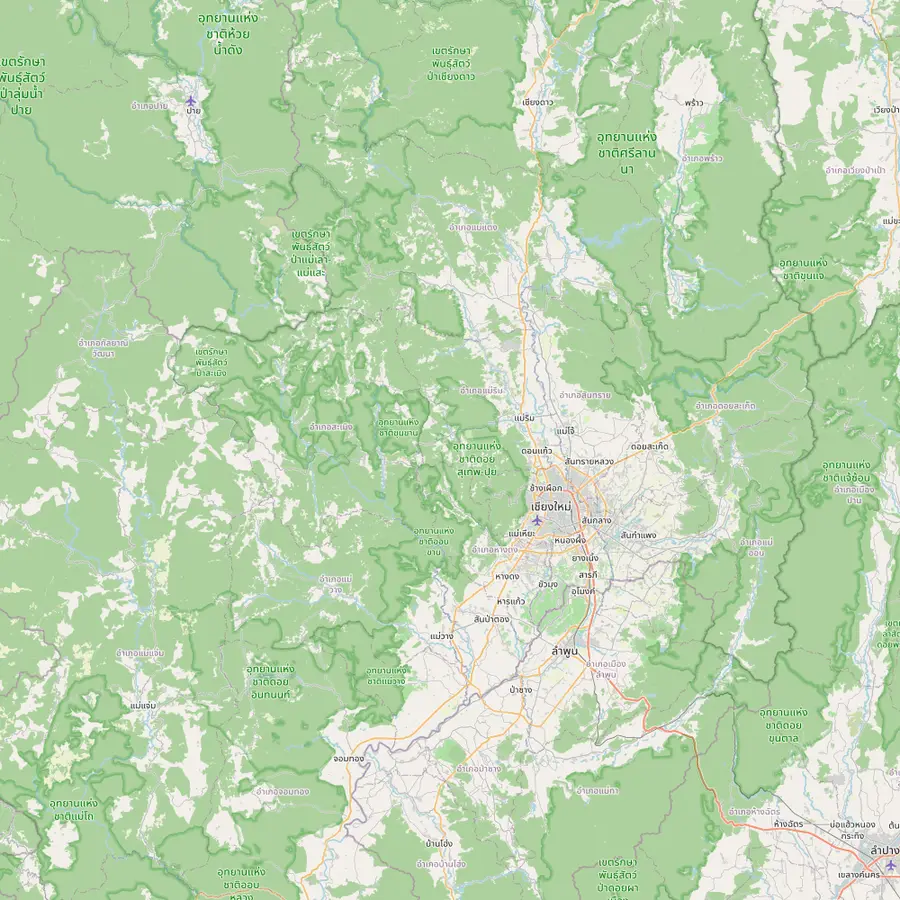Map of Chiang Mai with the Mae Rim, Mae Taeng and Mae Wang districts and Mae Win